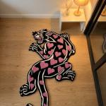 Pink Heart Panther Love Tufted Rug