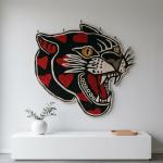 Wild Ember Rug – Black Panther with Red & Gold Accents Rugs