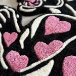 Pink Heart Panther Love Tufted Rug