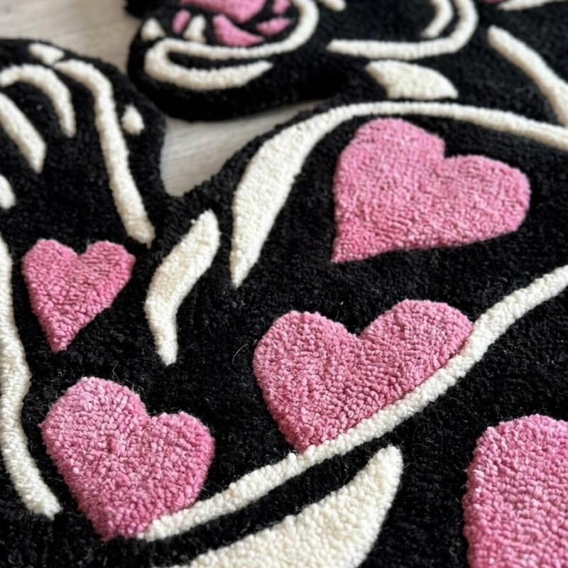Pink Heart Panther Love Tufted Rug
